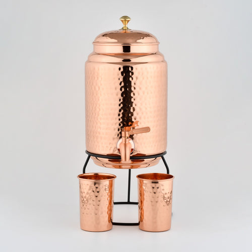 Wellora Dispenser Set  4L Copper Water Dispenser & 2 Glasses