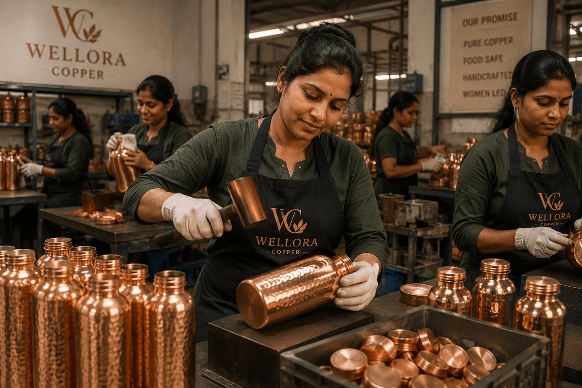 Hammered, checked, and packed by hand — by women.